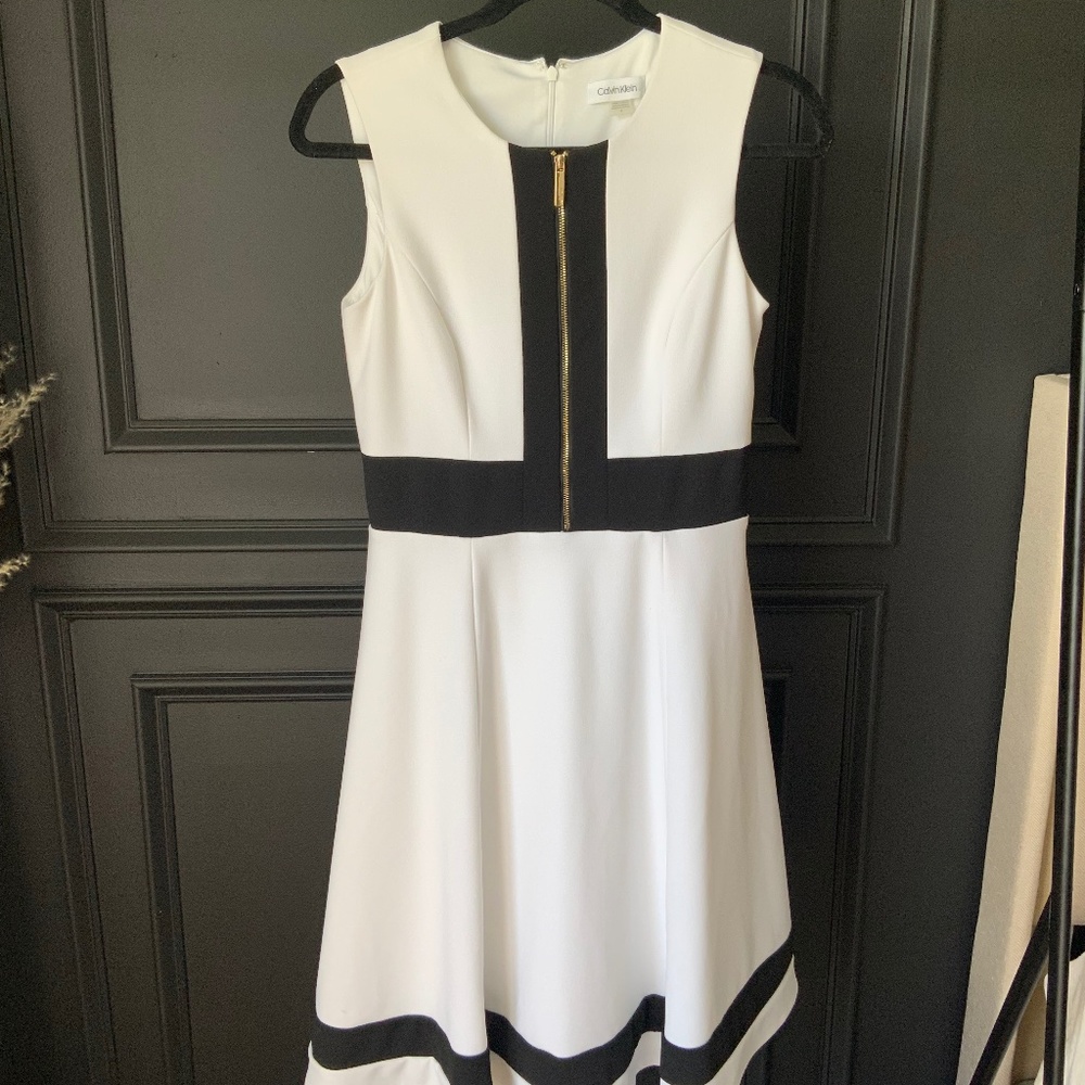 White and Black Flare Dress